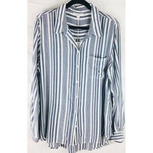 Beach Lunch Lounge Top 1X Blue Stripe Women New